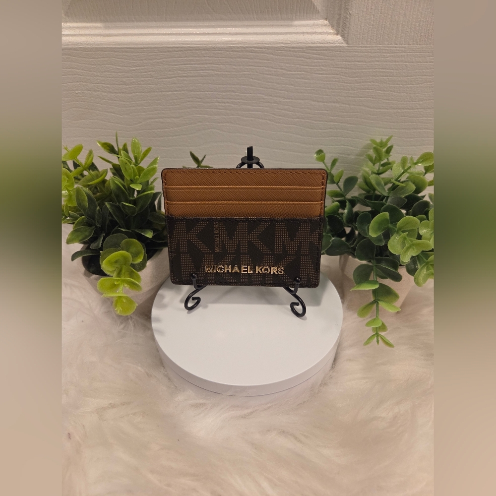 Michael Kors Brown and Tan Card Holder
